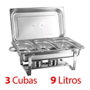 Ver imagem 4 de Kit 3 Rechaud Retangular 9 L com 3 Cubas 1/3 Banho Maria Brinovar
