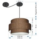 Ver imagem 2 de Lustre Sala de Jantar com Desvio Vivare Md-4401 Cúpula em Tecido 60cm Café 127/220v