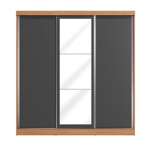 Guarda Roupas Casal 3 Portas de Correr 3 Espelhos Kappesberg Tapajós/grafite 208cm