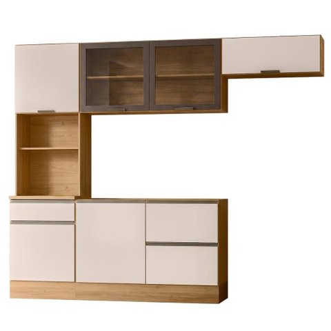 Cozinha Armário 4 Peças Paneleiro Balcão para Pia Etna Carvalho Oak Off White Poliman