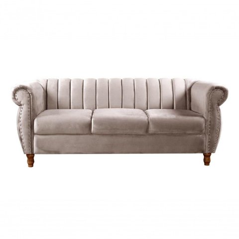 Sofá Realeza 3 Lugares 196cm Caramelo Veludo Bella Decor Clássico
