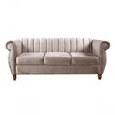 Ver imagem 1 de Sofá Realeza 3 Lugares 196cm Caramelo Veludo Bella Decor Clássico