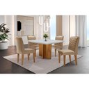 Ver imagem 1 de Conjunto Sala de Jantar Mesa Olímpia 90cm Mdf Canto Reto e 4 Cadeiras Liz Moderna