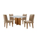 Ver imagem 2 de Conjunto Sala de Jantar Mesa Olímpia 90cm Mdf Canto Reto e 4 Cadeiras Liz Moderna