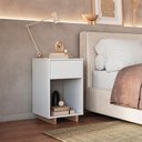 Ver imagem 2 de Mesa de Cabeceira 1 Gaveta e 1 Nicho B88 Branco Montana Novam Branco Montana