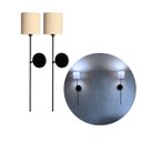 Ver imagem 1 de Kit 2 Arandelas de Parede Clássica Preta com Cúpula Bege Ref 83 com Lâmpada Branco Frio