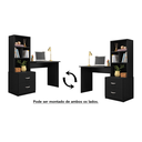 Ver imagem 3 de Escrivaninha Cristal 2 Gavetas e Nichos Organizadores Preto - Peternella