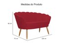 Ver imagem 2 de Kit Namoradeira + 1 Poltrona Decorativa Pétala Couro Vermelho Pés Madeira Ms Decor