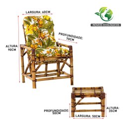 4 Cadeiras de Bambu cana da India com mesa para sua casa Art Decor E-commerce Móveis de Bambu - 3