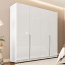 Ver imagem 1 de Guarda-roupa Casal Porto 4 Portas 4 Gavetas Branco - Politorno