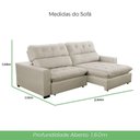 Ver imagem 3 de - Sofá 2 Lugares 2,80m Retrátil Reclinável Veludo Andreia Lansofbr Cores Bege
