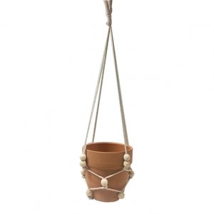 CACHEPOT PENDENTE TERRACOTA EM CERAMICA C/ ALÇA EM CORDA