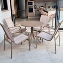 Ver imagem 2 de Conjunto 1 Mesa + 4 Cadeiras para Área Externa Cappuccino e Tela Café com Leite