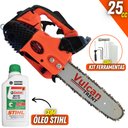 Ver imagem 1 de Motosserra Vulcan VSL250 á Gasolina 2 Tempos 25cc Corrente 22 Elos + Óleo 2T Castrol Sthil