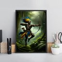 Ver imagem 2 de Quadro Oxossi Guerreiro - Candomblé 33x24cm - com Vidro:madeira Branca