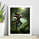 Ver imagem 1 de Quadro Oxossi Guerreiro - Candomblé 33x24cm - com Vidro:madeira Branca