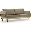 Ver imagem 2 de Sofá Blendi Ozki 200 Cm Madeira Eucalipto Cedro Tecido Composê Cinza e Bege Corda Redonda Canela