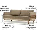 Ver imagem 3 de Sofá Blendi Ozki 200 Cm Madeira Eucalipto Cedro Tecido Composê Cinza e Bege Corda Redonda Canela