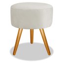 Ver imagem 1 de Puff Pufinho Redondo Pés Palito Suede Bege Recepção Sala Quarto - Bela Móveis