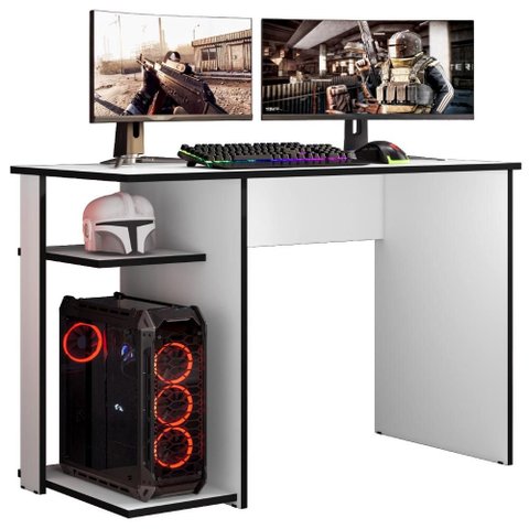 Mesa Gamer 108 cm Essence Play Branco Preto Rudk