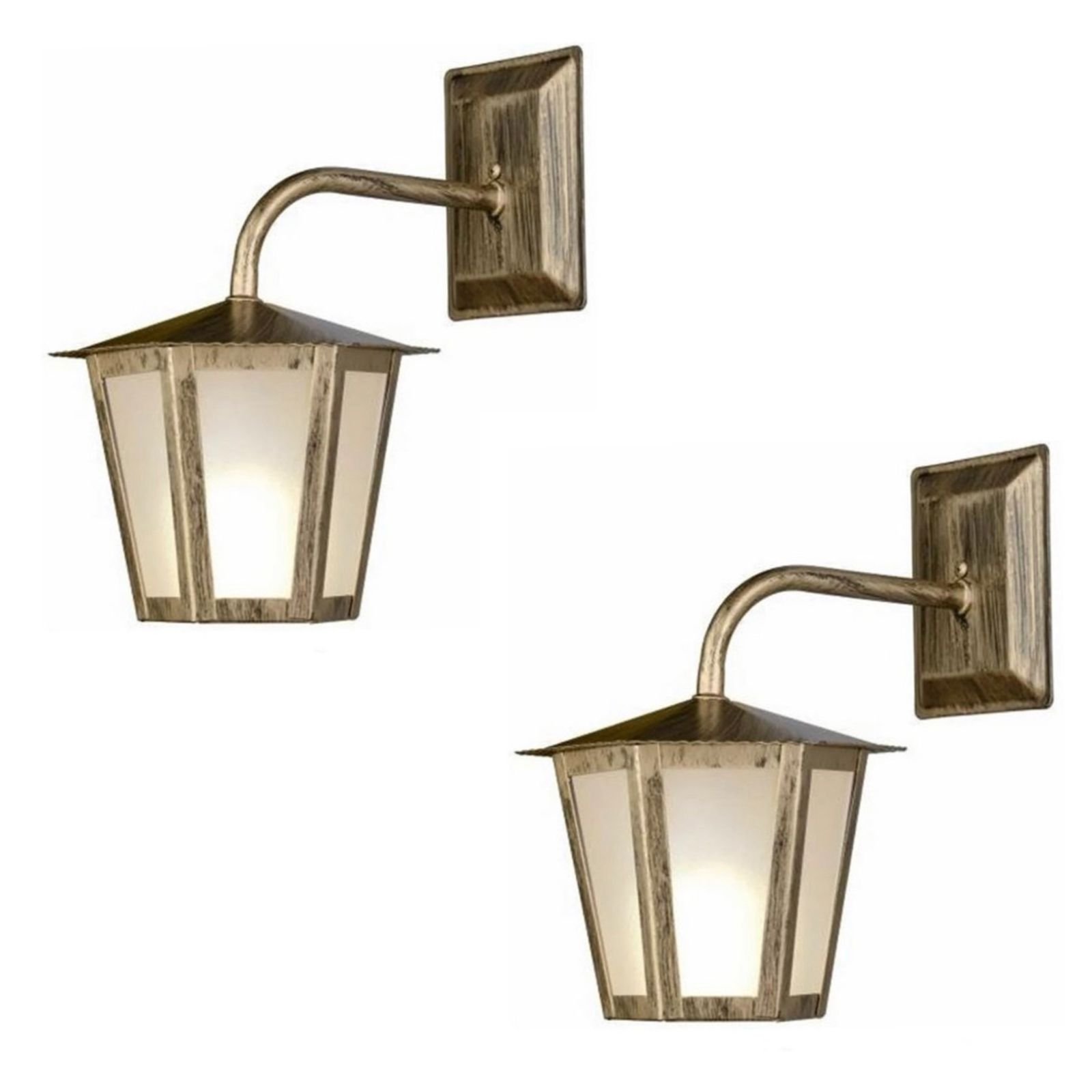 Kit C/ 2 Luminárias Arandela Colonial Sextavada Ouro Velho MadeiraMadeira