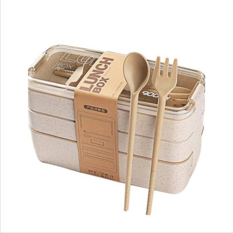 Ultra Marmita Fitness Lunch Box 900ml 3 Divisórias Bege