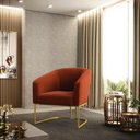 Ver imagem 2 de Kit 2 Poltronas Stella Bouclê Base Metálica Industrial Dourado - D'Rossi Terra