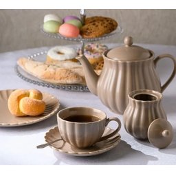 2 Xícaras para Café Wolff Pétala de Porcelana Bege - 4