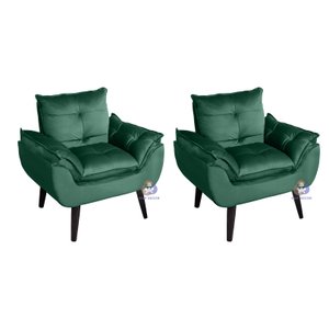 Kit 02 Poltrona Decorativa Opala Veludo Verde SMF Decor