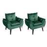 Kit 02 Poltrona Decorativa Opala Veludo Verde SMF Decor - 1
