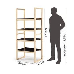 Conjunto Home Office com 1 Mesa e 2 Estantes em Madeira Maciça Guará CabeCasa MadeiraOriginals - 2