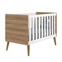 Ver imagem 1 de Berço Mini Cama Theo Retrô Branco Fosco/Mezzo com Pés Amadeirado - Reller Móveis