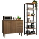 Ver imagem 3 de Kit Cozinha Balcão Gabinete 3 Portas 2 Gavetas e Armário Cozinha Despensa 5 Prateleiras Rustic