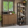Kit Cozinha Balcão Gabinete 3 Portas 2 Gavetas e Armário Cozinha Despensa 5 Prateleiras Rustic - 1