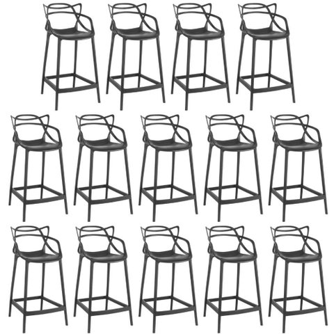 Kit 14 Banquetas Média Allegra 66cm Design Cozinha/bancada - Preto