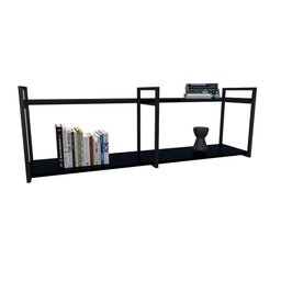 Nicho Industrial 2 Prateleiras Grécia Ferro Preto Tampo Preto 100cm - 2