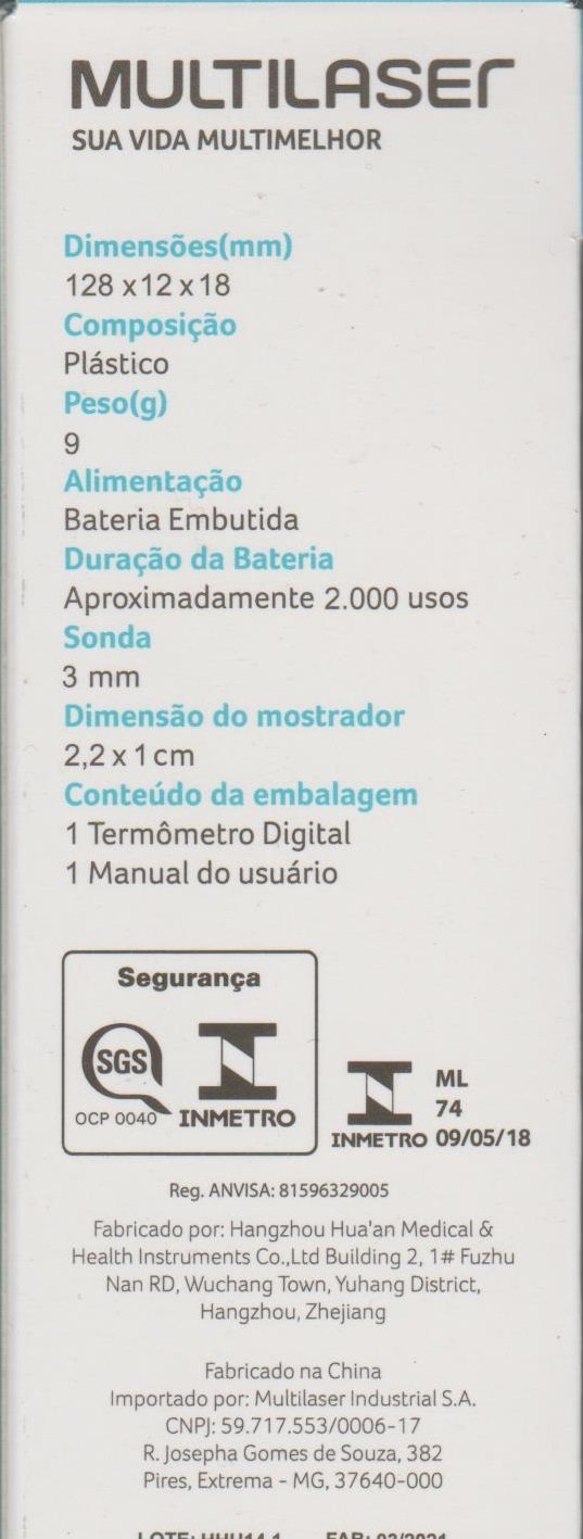 Termometro Clinico Digital ANVISA/INMETRO Multilaser 6 uni - 4