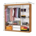 Ver imagem 4 de Guarda-Roupa Solteiro com Espelhos 6 Portas e 2 Gavetas 153cm Multimóveis CR35563 Madeirado/Branco