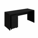Ver imagem 2 de Escrivaninha 180cm X 70cm Pé Painel Gaveteiro 3 Gavetas F5 Cor:preto