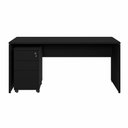 Ver imagem 3 de Escrivaninha 180cm X 70cm Pé Painel Gaveteiro 3 Gavetas F5 Cor:preto