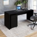 Ver imagem 1 de Escrivaninha 180cm X 70cm Pé Painel Gaveteiro 3 Gavetas F5 Cor:preto