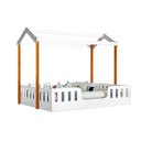 Ver imagem 1 de Cama com Colchão Montessoriana Casal Infantil Ágatha Branco/amêndoa Incluso Luminária