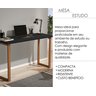 Mesa Escrivaninha Estudo 76 Cm Quarto Escritório Pés Madeira Tampo Preto - 2