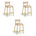 Ver imagem 2 de Banqueta Cozinha Média com Encosto Kit 3 Industrial Dourado Londres PU Facto D03 - D'Rossi