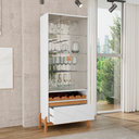 Ver imagem 2 de Cristaleira Cristal Espelho Adega 2 Portas Vidro Temperado Sala de Estar e Jantar com Pés Madeira Ma