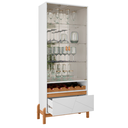 Ver imagem 4 de Cristaleira Cristal Espelho Adega 2 Portas Vidro Temperado Sala de Estar e Jantar com Pés Madeira Ma