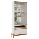 Ver imagem 3 de Cristaleira Cristal Espelho Adega 2 Portas Vidro Temperado Sala de Estar e Jantar com Pés Madeira Ma