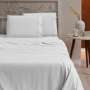 Ver imagem 2 de Roupa de Cama Lençol King 200 Fios Algodão 3 Peças em Ponto Palito Anti-pilling com Toque Suave Prem
