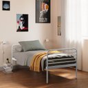 Ver imagem 1 de Cama Solteiro em Ferro Aço Carbono Tubular Teko Casatema MadeiraOriginals Branco/Fosco/Álamo
