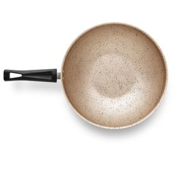Panela Wok Cristal Superflon em Alumínio 24cm 2,8l Preto/bege Mta - 4